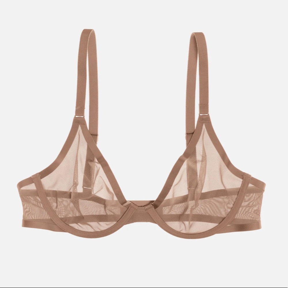 Cuup plunge mesh bra in taupe - 36E